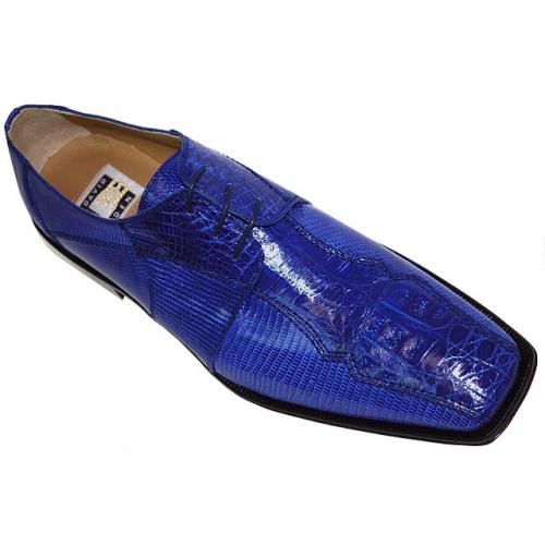 David Eden "Thurmond" Royal Blue Genuine Crocodile/Lizard Shoes